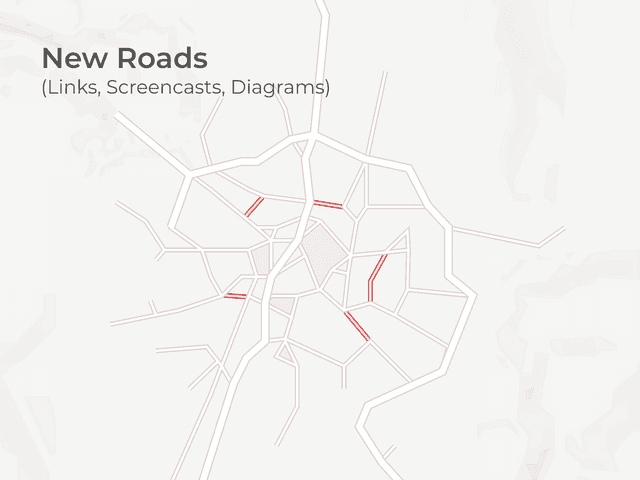 New roads connecting old, existing ones on a vector map